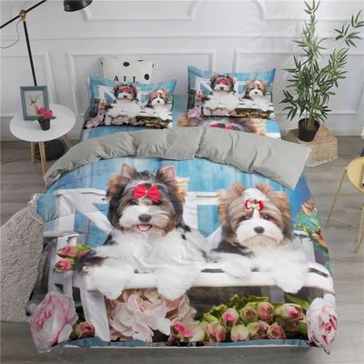 Simpatico Set Biancheria da Letto per Cani Biancheria da Letto per Cuccioli Adorabili Set Piumone Husky Taglia King Queen Set Copripiumino con Federa Biancheria da Letto per Ragazze