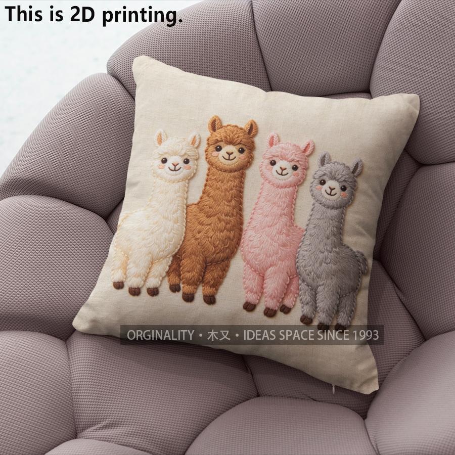 

Cute Alpaca Family Square Throw Pillow Covers Pattern Cushion Cover Suitable for Sofa Bedroom Car Pillow Cover 40x40cm