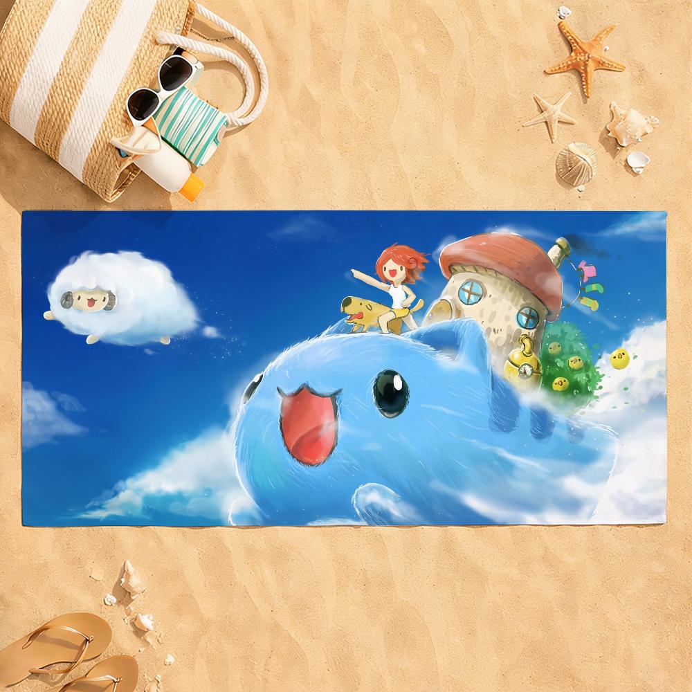 Cartoon B-Bugcat Capoo Cute Towel Quick Dry Absorbent Beach Towel for Sports, Fitness, Swimming and Outdoor Activities