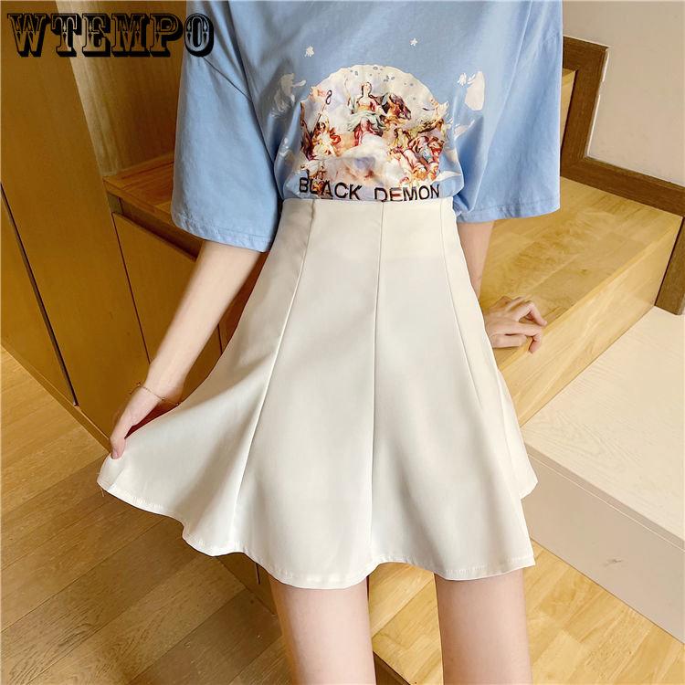Chic Versatile Slim High-waisted Solid Umbrella Skirt Female Spring and Summer Personality Half-body Skirt Temperament A Line Skirt