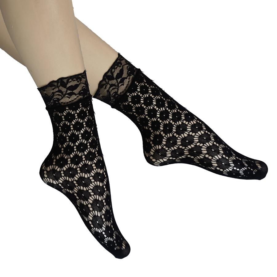 Schwarze Perle Sommer Spitze Netz Knöchelsocken - Atmungsaktive, Unsichtbare Übergrößen Strümpfe