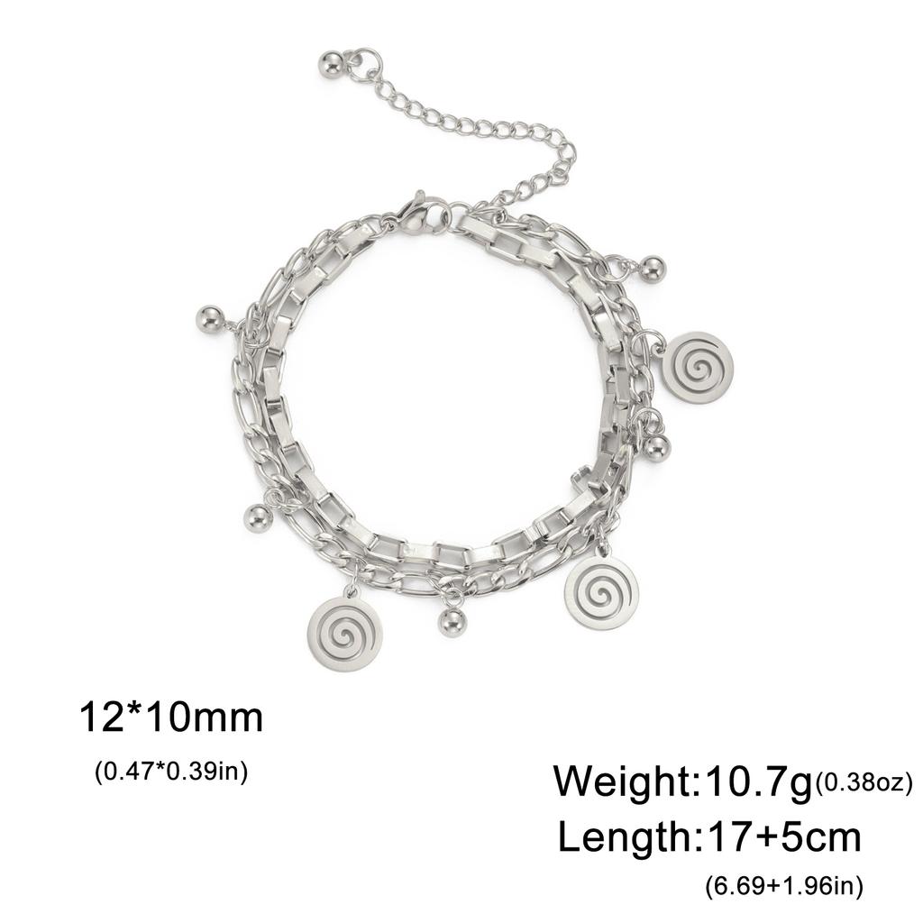 Cazador Spiral Swirl Charm Bracelet Stainless Steel Jewelry Paper Clip Chain Bracelets for Women Gift 2025 Trend Wholesale New