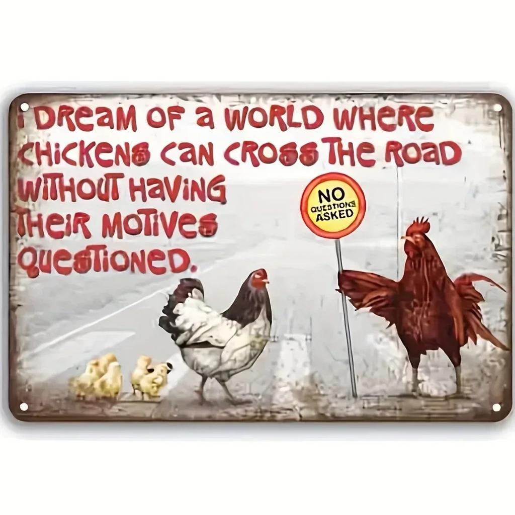Çılgın Tavuk Kümesi Tabelası Retro Metal Hoş Geldiniz Plaketi Komik Çiftlik Evi Tavuk Kümesi veya Mutfak İçin Mükemmel İdeal Çiftlik Hediyesi Duvar Dekoru