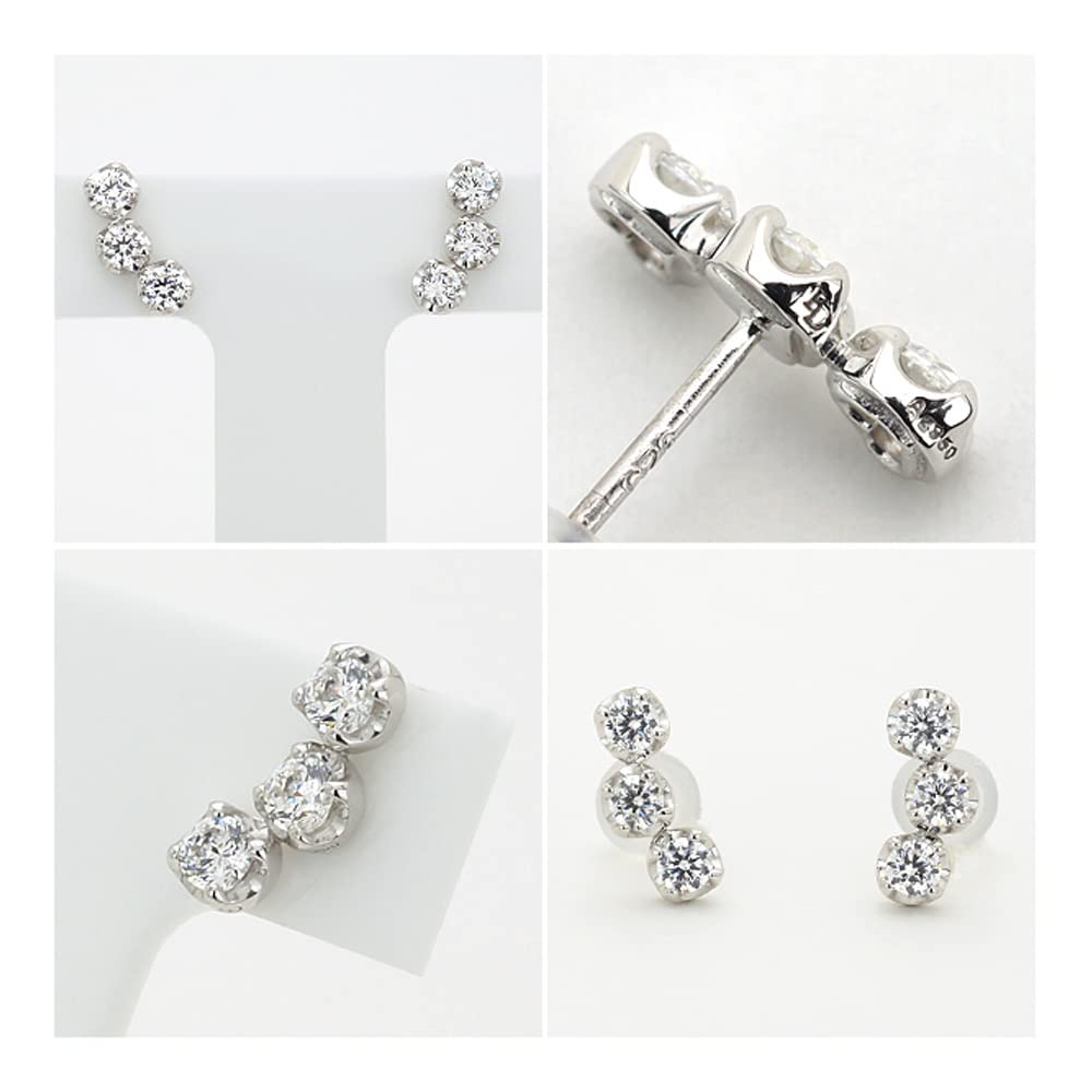 Silver Cubic Zirconia PINKY&DIANNE Earrings, Basic, Simple, Gift, (VPRPD52171)