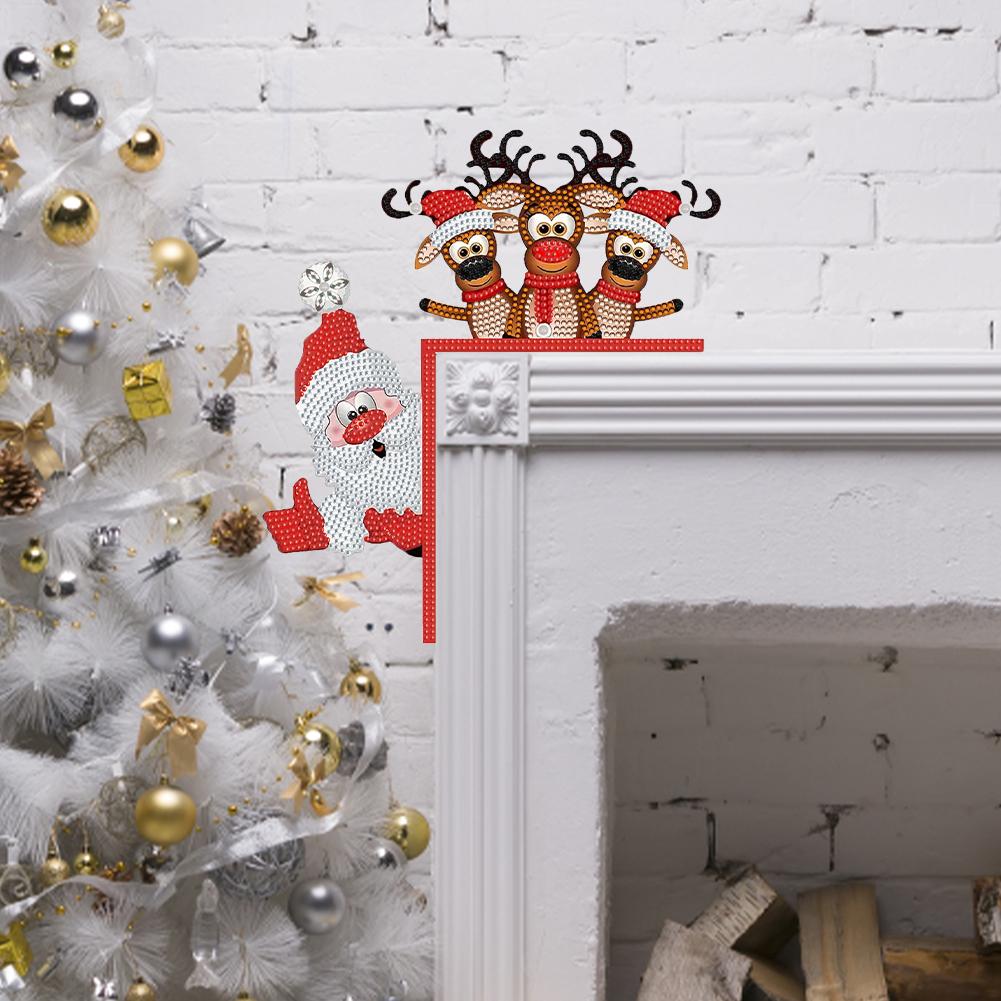 2D Flat Pattern Christmas Theme Christmas Door Frame Decorations Door Corner Decor 5D Diamond Painting Art Kit for Wall Window