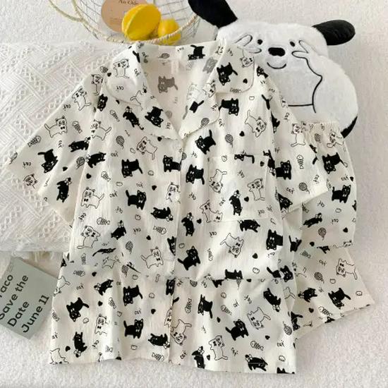 Nuovo Set Pigiama Estivo da Donna in Cotone Nuvola - Carino a Maniche Corte con Pantaloncini