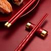 5 Pairs Christmas Chopsticks Food Grade Plastic + Alloy Food Stick Non-slip Reusable Chopsticks for Sushi Tableware