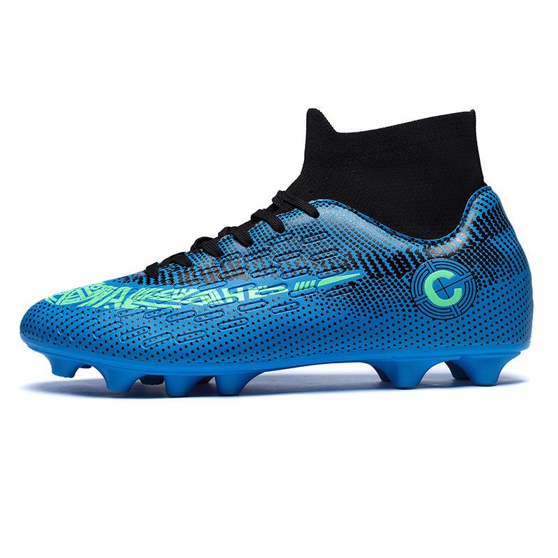 Football shoes large size high top men's children's broken nail shoes leather surface long nail glue large size youth sports shoes