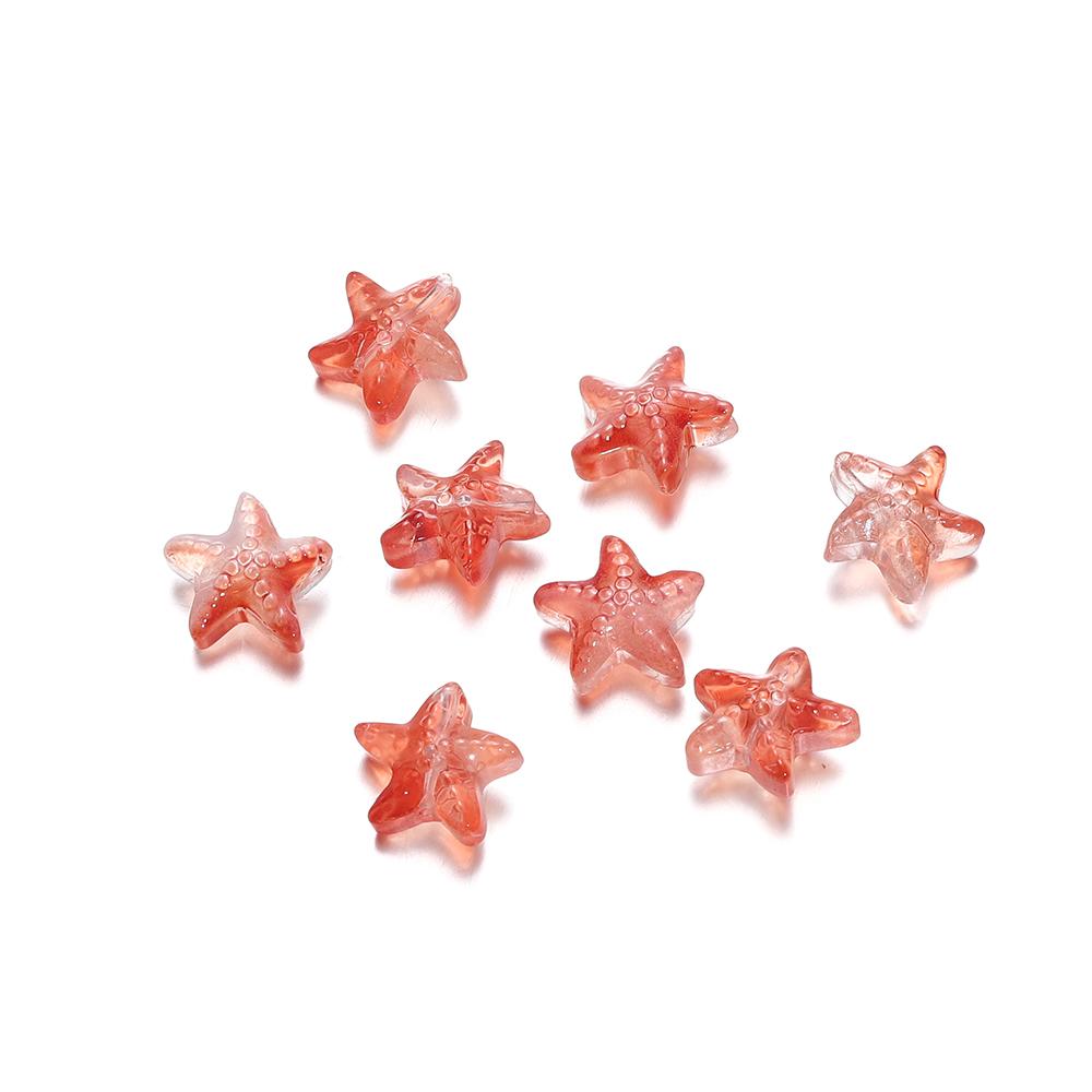 10/20Pcs/Lot 15*15.5mm Glass Starfish Shape Charm Small Loose Beads for DIY Jewelry Making Earrings Bracelet Wholesale