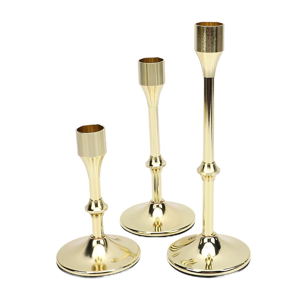 3 Pcs Candlestick Holder Steel Vintage Tall Metal Taper Candle Holders with Round Base for Table Wedding Housewarming