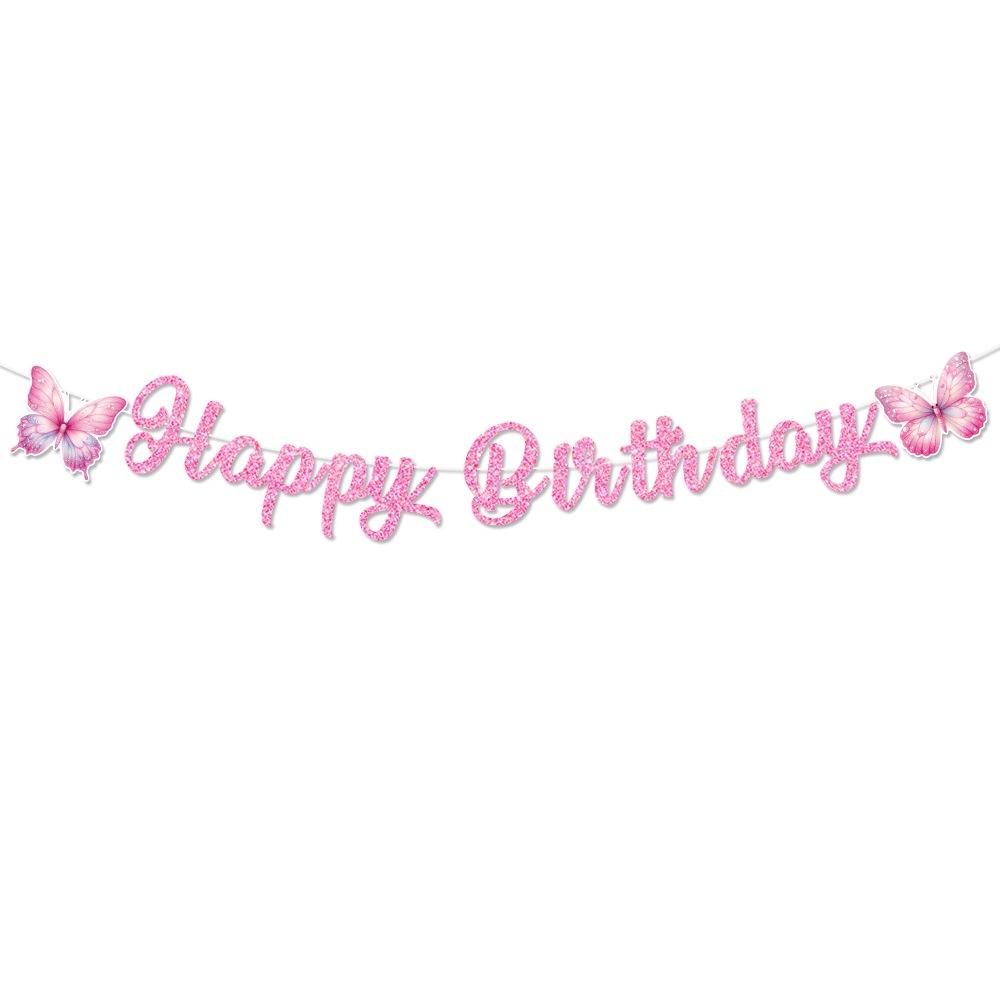 Butterfly-themed Birthday Banner "happy Birthday" Banner Birthday Decoration Atmosphere Arrangement