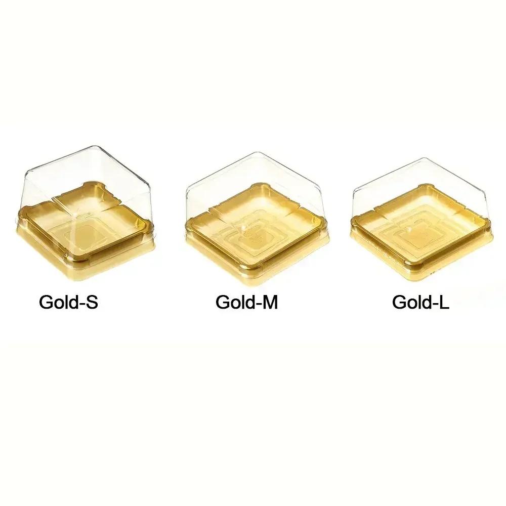 50pcs-Mini Cupcake Boxes Clear Plastic Muffin Pod Dome Muffin Gold Single Container Box Square Wedding Birthday Gifts Supplies