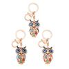 Owl Keychain with Enamel Accents Sparkling Rhinestone Car Key Ring for Women Wisdom Symbol Pendant for Bags Keys