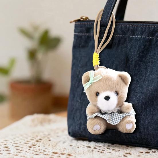 Cute Dress Up Bear Stuffed Bear Pendant Plush Keychain Small for Bag Backpack