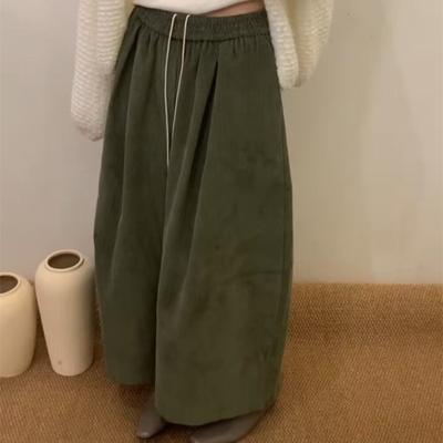 High Elastic Waist Vintage Capri Wide Leg Pants New Trousers Women Fashion Tide Autumn Winter