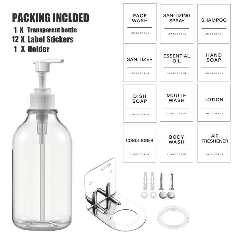 Shampoo and Conditioner Dispenser Wall Mount 500ml Refillable Bath Soap Bottle Lotion Shower Soap Dispenser for Bathroom