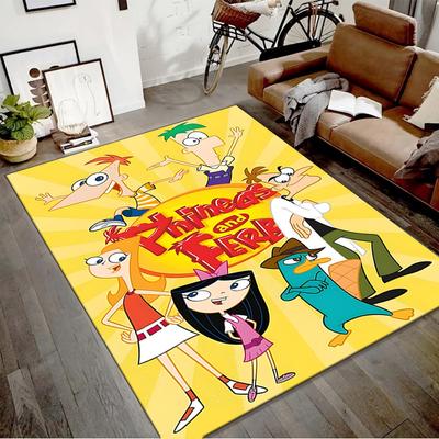 1 pièce Tapis Tapis Imprimé Design P-Phinéas et Ferb pour Chambre à Coucher Salon Décoration de Maison Tapis Tapis Tapis Antidérapant pour Chevet
