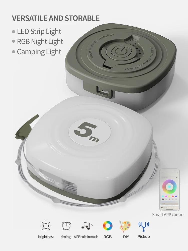 

Smart APP LED Camping Strip Night Light Outdoor Portable Waterproof Rechargeable RGB Christmas Home Decoration Mood Lamp USB Plug зелений