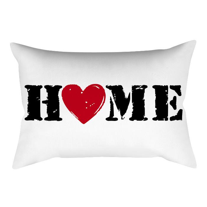 Valentine S Day Waist Pillow Cover Classic Red Checkered Letter Printed Peach Skin Velvet Car Sofa Office Pillow Cover 30 * 50CM without pillow core