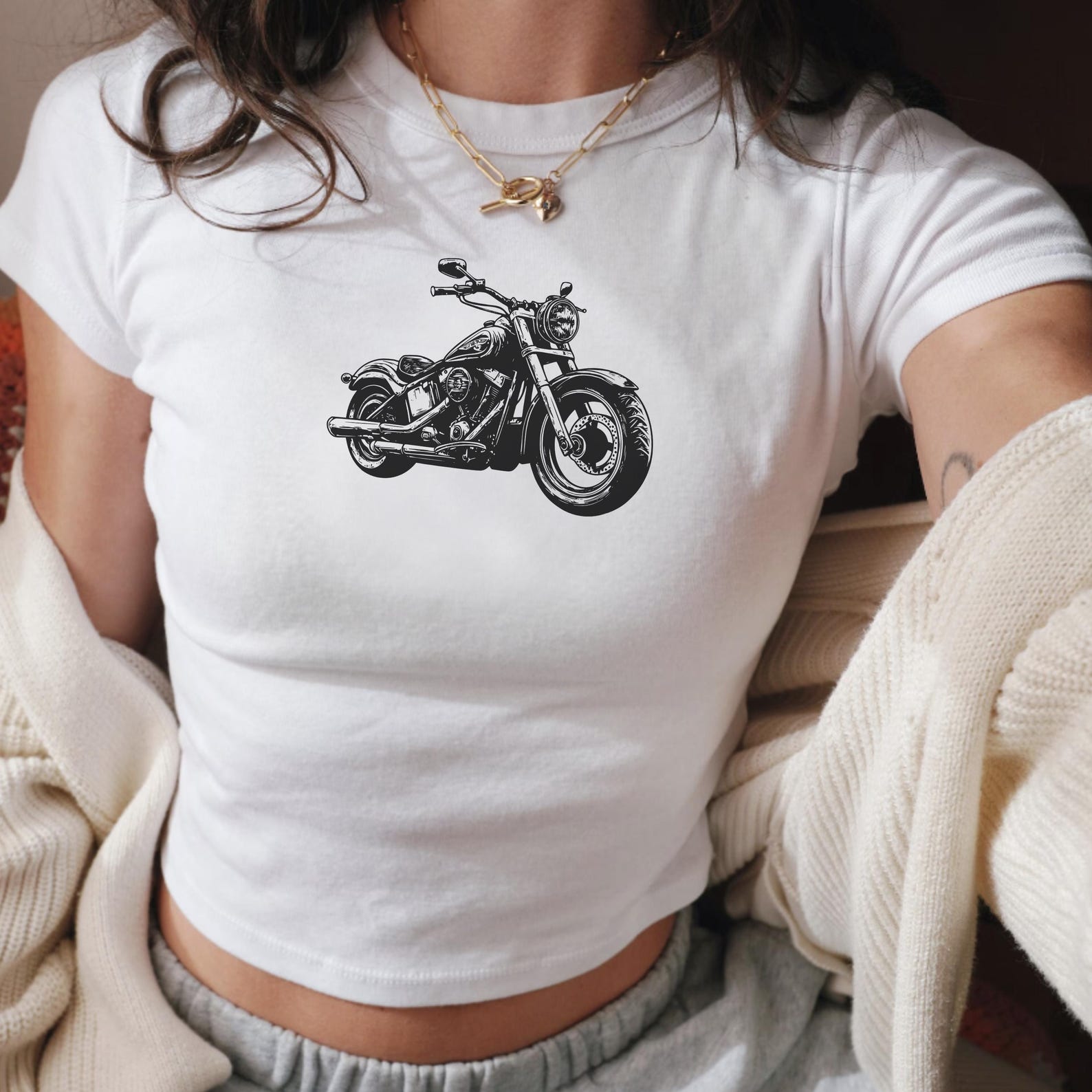 Y2K Motorcycle Baby Tee: Chopper Bike Week Crop Top 3XL