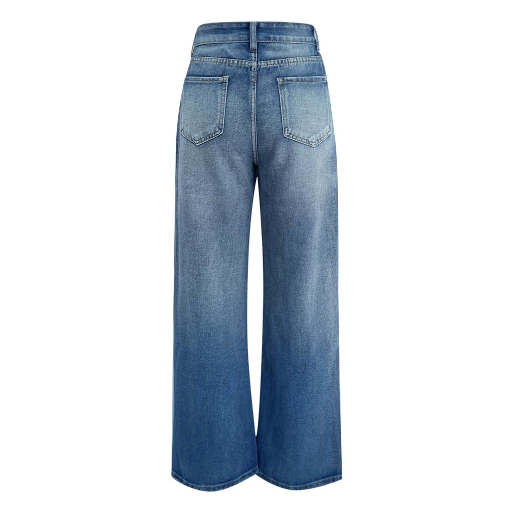 Women's Jeans Women's Washed High Waist Wide Leg Trousers