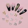 96/120Pcs 3D Gold Bow Butterfly Nail Metal Charms Shiny Bowtie/Diamond Star Diy Nail Decor Accessories Luxury Nail Art Supplies
