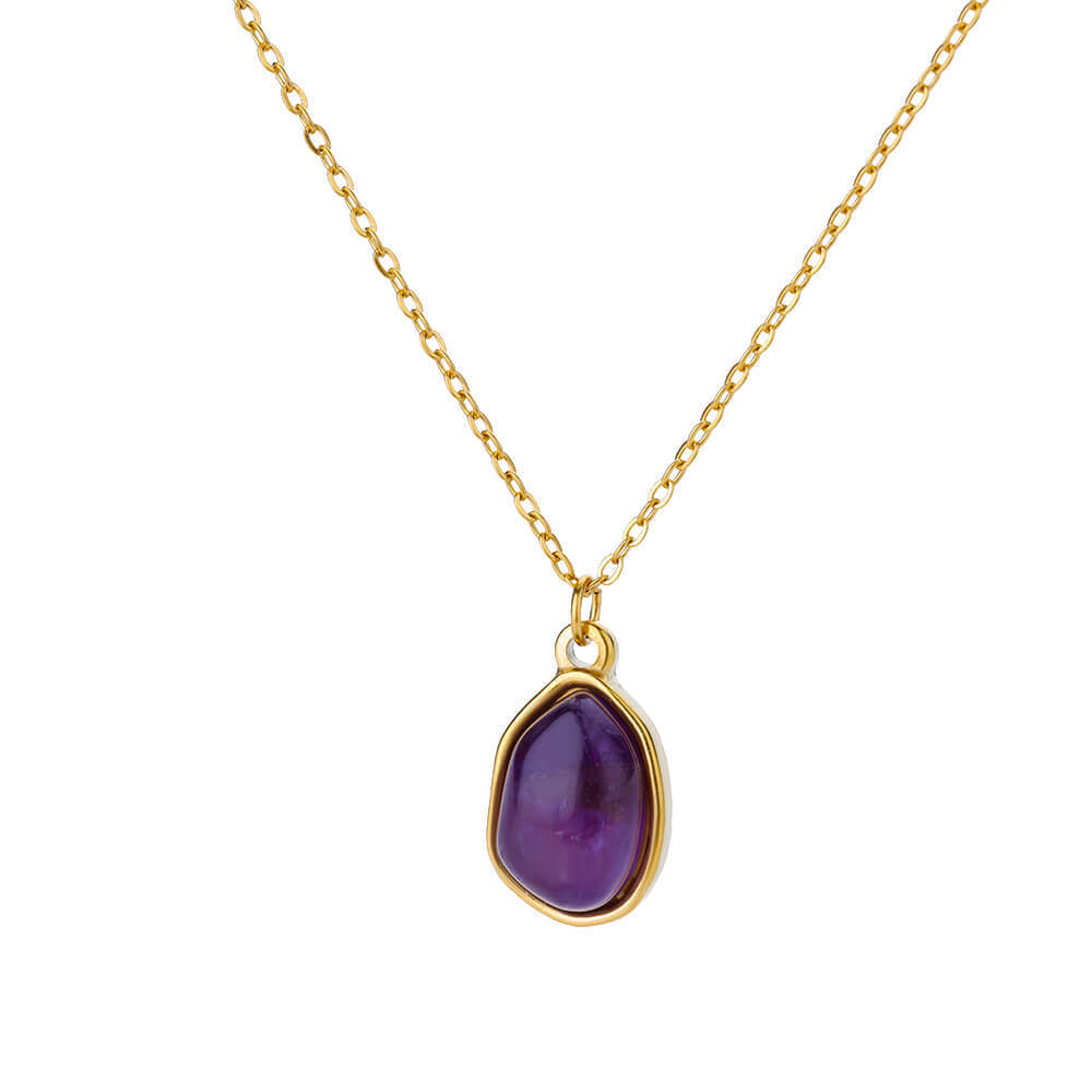 Natural Healing Crystal Necklace Stainless steel Necklace Colorful Crystal Irregular Healing Crystal Pendant Necklaces for Women