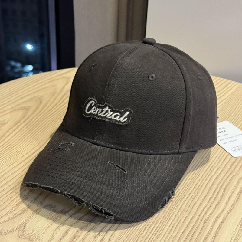 Ripped peaked cap men's embroidered hard top hat shows a small face, wide brim baseball cap women's enlarged and deepened