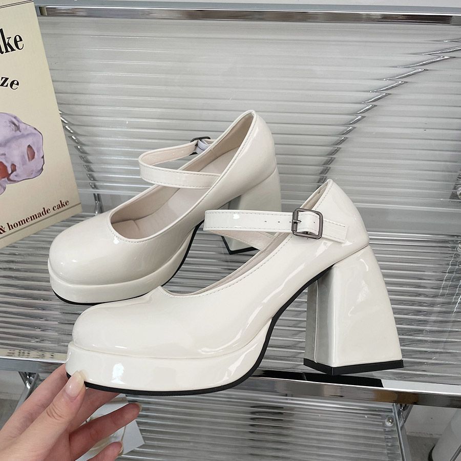 2025 spring new high heels women's wedding shoes French design with Mary Jane shoes waterproof table thick heel single shoes