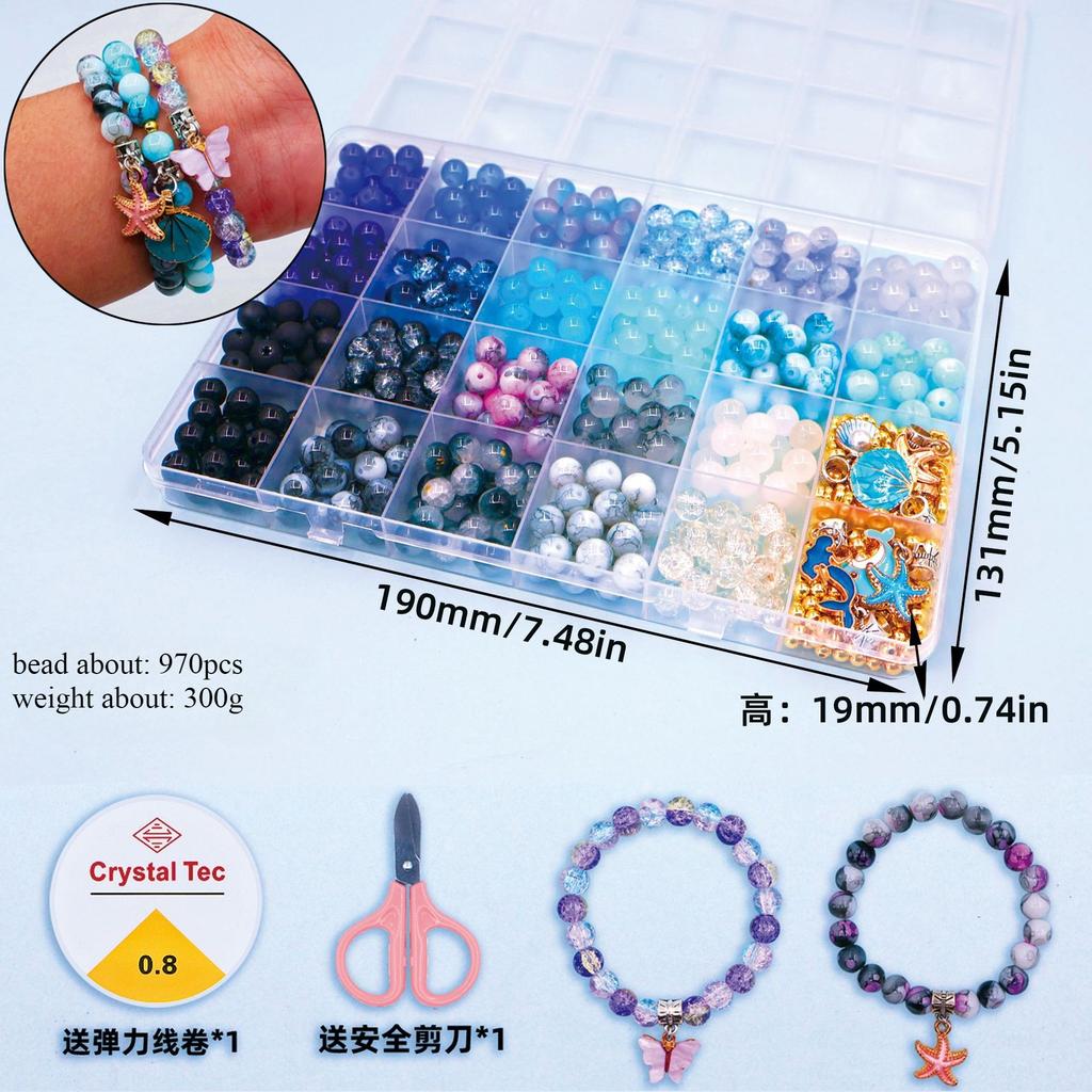 Gemischtfarbige Kristallglasperlen-Set Perlenarbeiten DIY Bekleidungsperlen-Zubehör Armband-Zubehör Material-Set Bastelbedarf