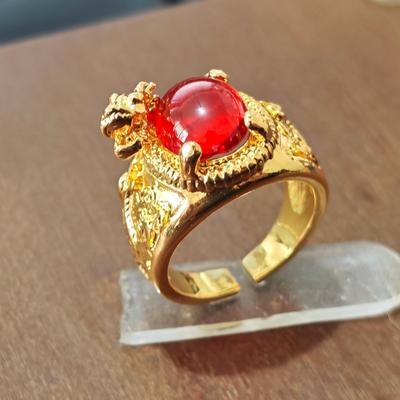 Adjustable Dragon Design Ring with Round Gemstone Centerpiece Fashion Band Ring for Men and Women Unique Statement Jewelry Accessory