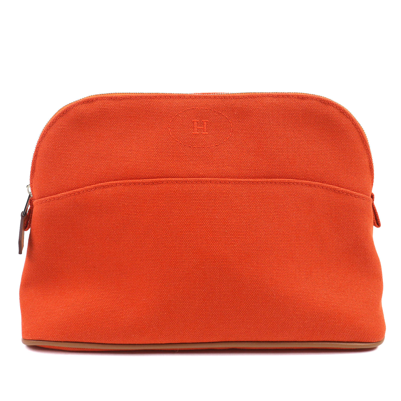 

Ідеальний HERMES Bored pouch MM вишитий логотип H шкіряний полотняний косметичний несесер Помаранчевий Б/в