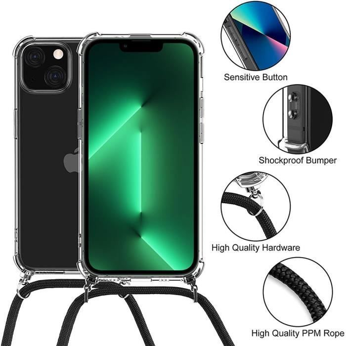 Coque de Protection - E.F.CONNECTION - pour iPhone 13 Pro Max - Souple - Transparent-Rouge - Anti-choc