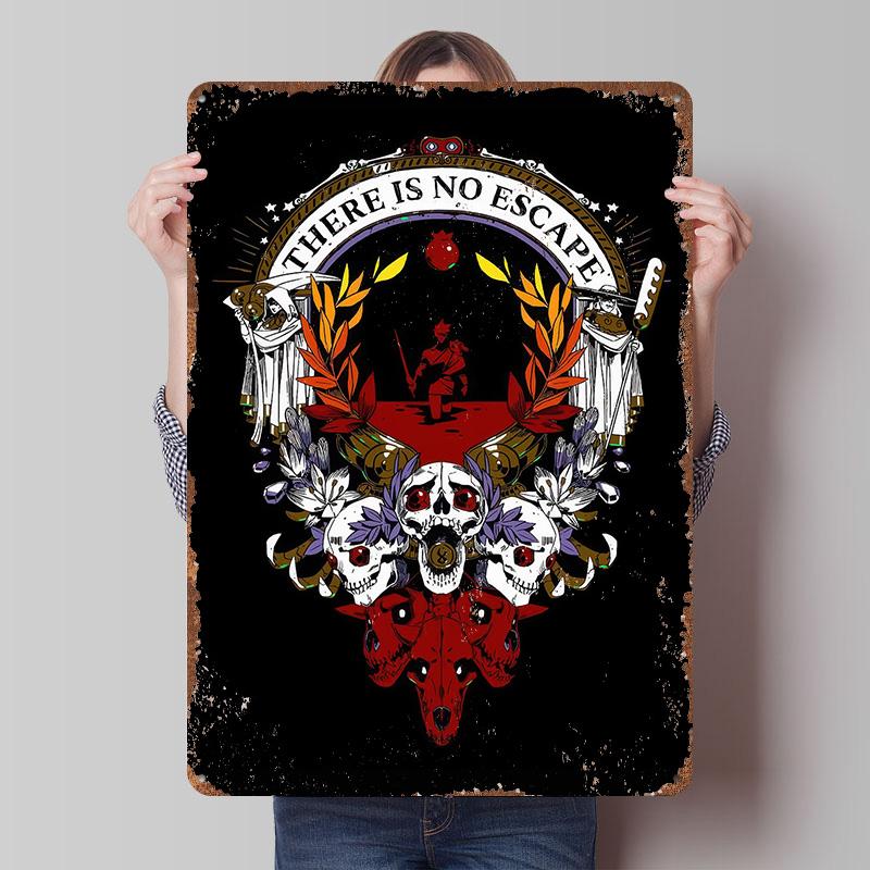 

Hades Game Art No Escape Tin Plaque Poster Customized Wall Art Retro Vintage Metal Signs for Man Cave Gaming Room Decoration 7.9x11.8In(20x30cm)