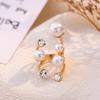 Übertriebener zweilagiger Perlenring Nischen-Design Unregelmäßig mit Diamanten besetzter offener Ring Modischer Schmuck für Damen Geschenk