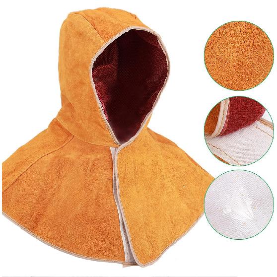 Leather Welding Hood Full Welding Helmet Welding Hood Cover Welding Protective Gear Welding Hat for Welding Neck Protector