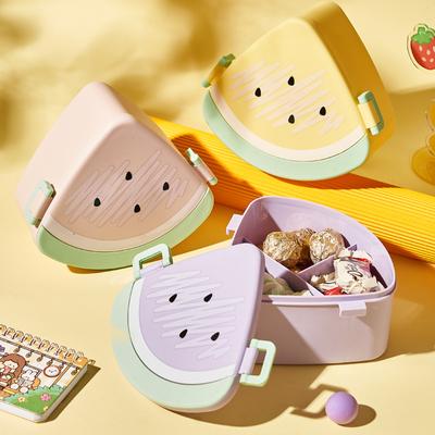 Lunchbox Bento z kreskówkową grafiką dla dzieci, szczelny pojemnik na owoce na lunch dla dziewczynek, chłopców i maluchów z 3 przegródkami, bezpieczny do mikrofalówki