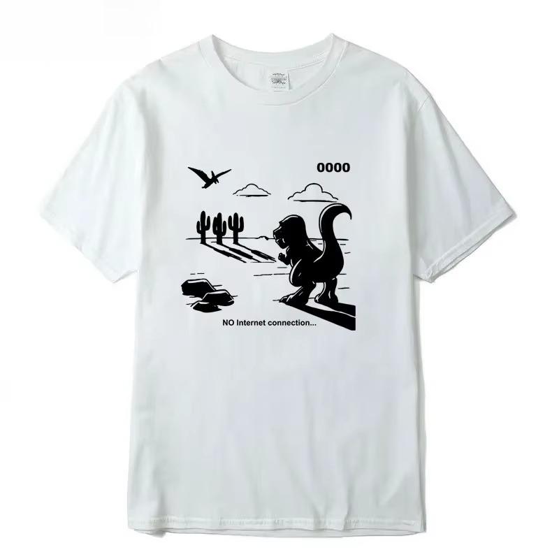 

2026 New Funny Dinosaur Print Tshirt Short Sleeve Streetwear Mens and Womens Tshirt Mens Top S