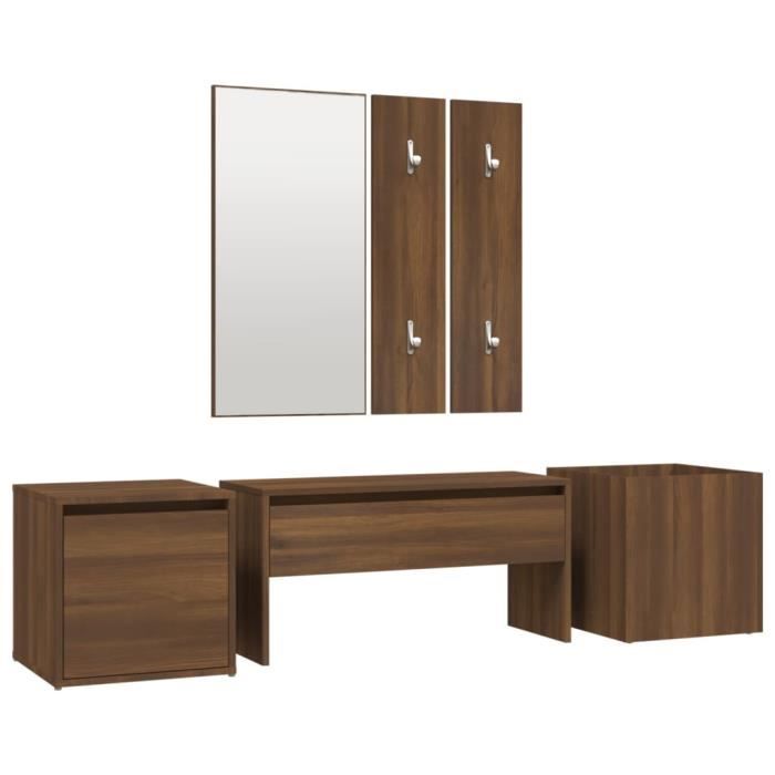 3120202 vidaXL Hallway Furniture Set Brown Oak Engineered Wood