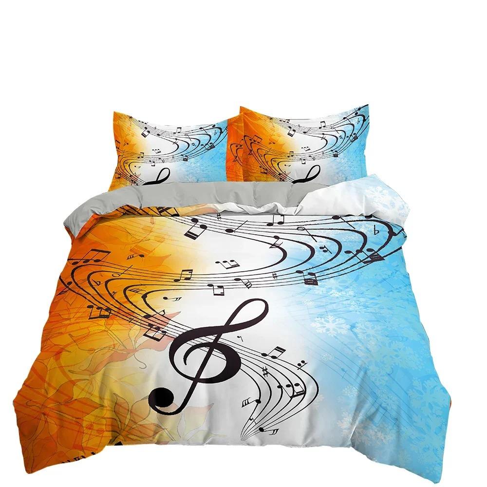 Musical Note Bedding Set Music Theme Quilt Cover KingQueen Size with Pillowcase Fashionable Psychedelic Soft Duvet Cover