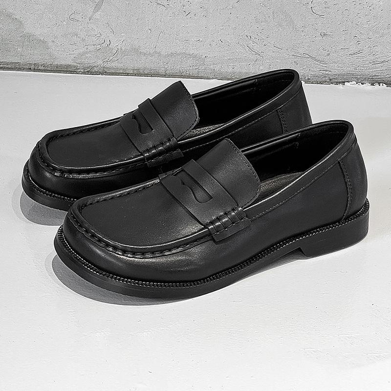 

Премиальные британские ретро-туфли черного цвета, мужские туфли с квадратной головкой, универсальные кожаные туфли с одной педалью, лоферы в стиле «старые деньги» 39 чёрный