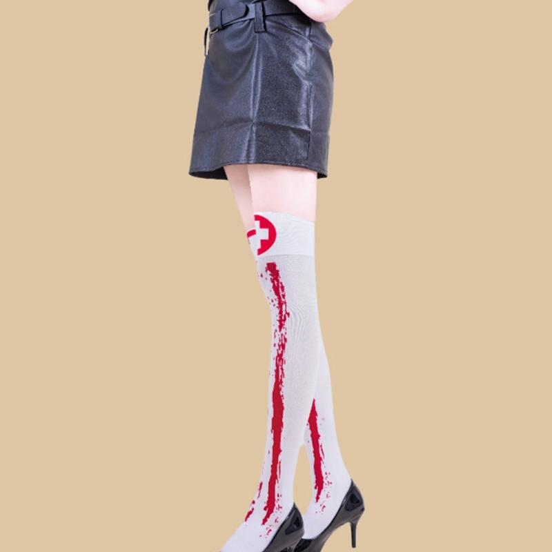 Women's Halloween Themed Long Socks Fashionable Design Elastic Waist Soft Polyester Daily Wear