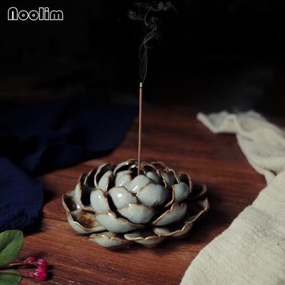 Ručne vyrábaný keramický držiak na vonné tyčinky s lotosovým listom Remeselné budhistické kadidelnice Home Decor