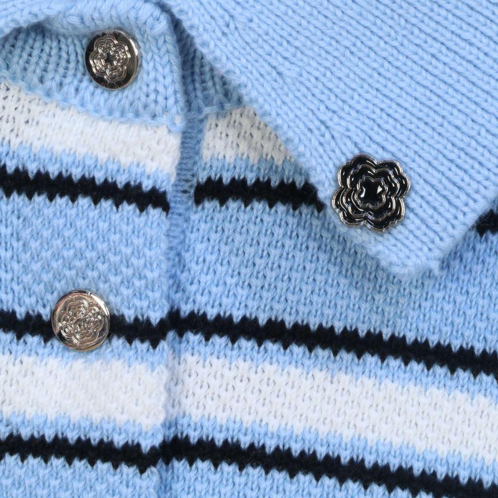 2025 Spring/Summer Women's Casual Color Block Striped Polo Collar Knitted Short Sleeve T-Shirt