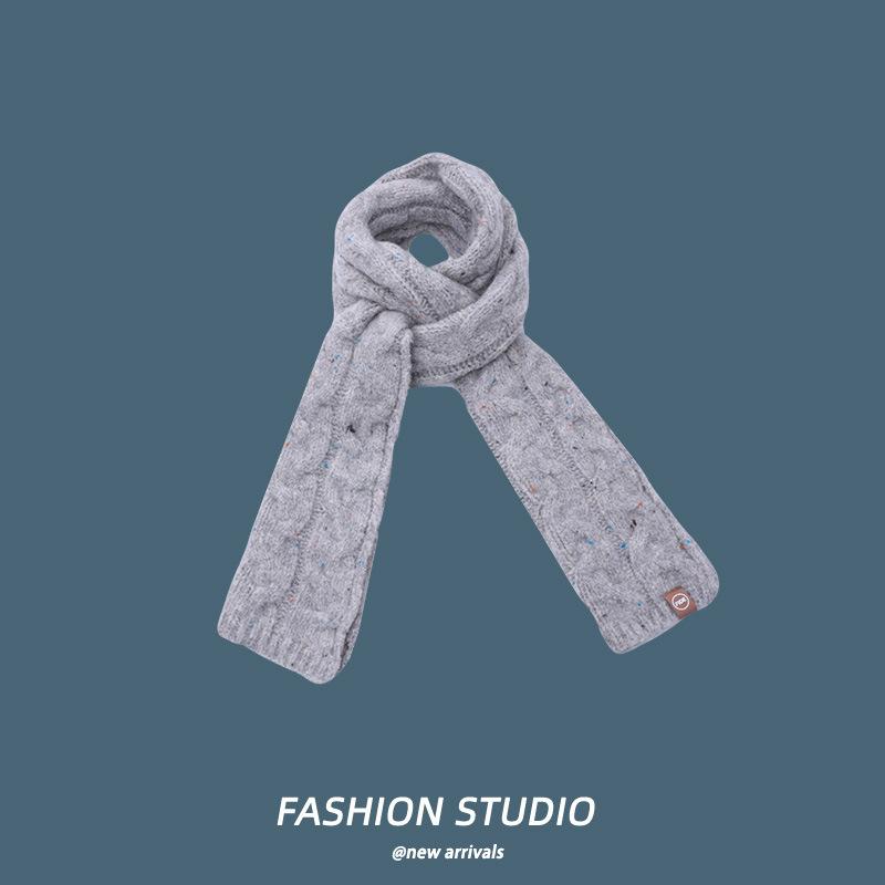 Solid color new knitted fashion versatile scarf autumn and winter wool warm and cold neck protection personalized scarf advanced texture