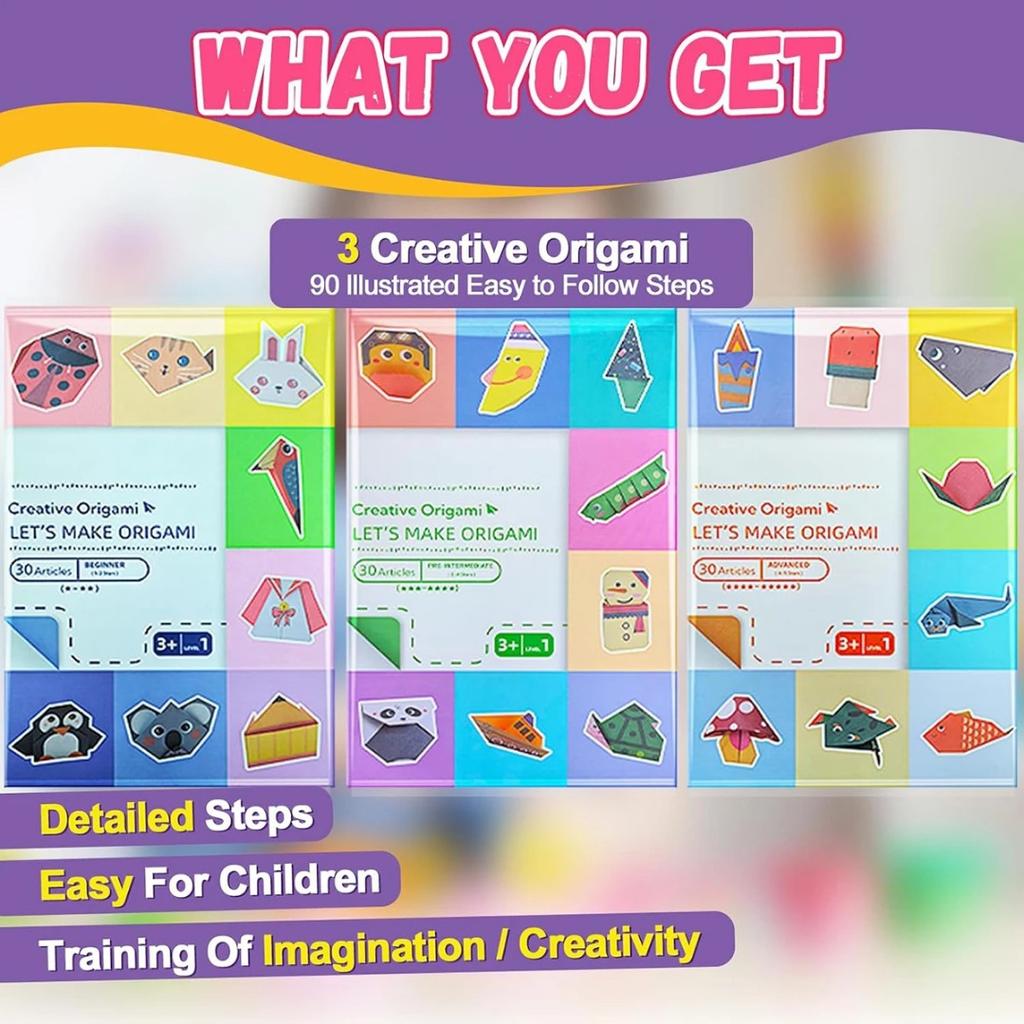 Origami Kit 30 Sheets Origami Paper Craft Guiding Book DIY Art Craft Projects Supplies for Beginners Children Kids Boys Girls
