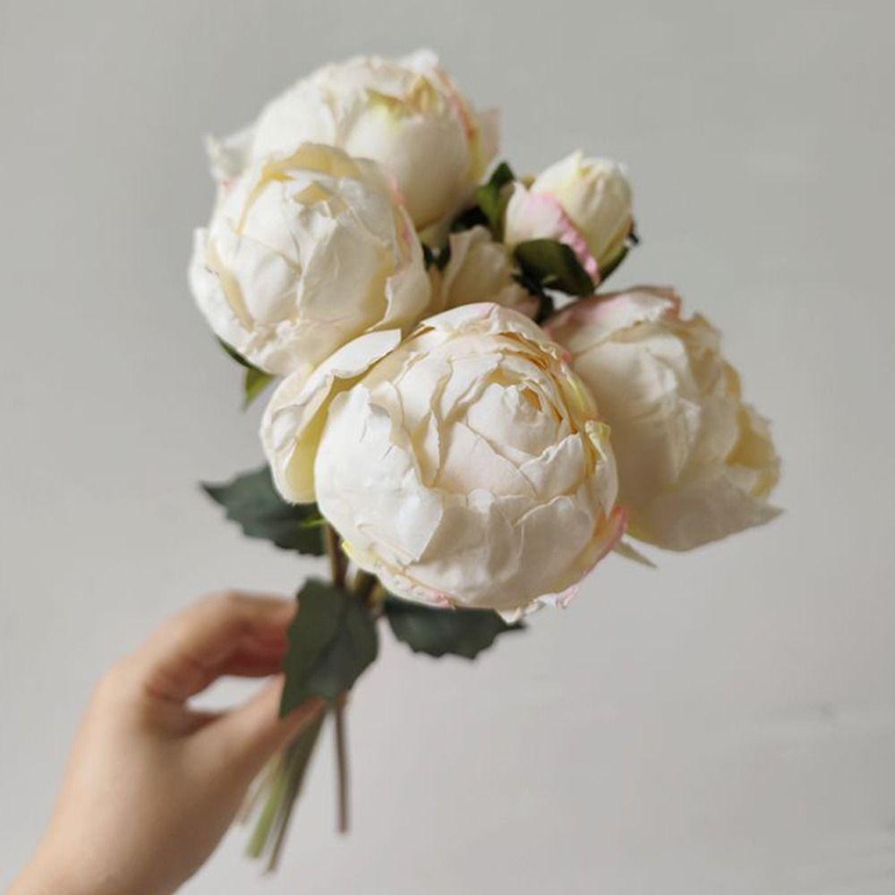 4 Flower 3 Buds Peony Artificial Flower Silk Petals Faux Flower Decorative Flower Home Decoration
