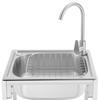 Stainless Steel Utility Sink Freestanding Single Bowl Basin Sink with Faucet and Stand,Commercial Kitchen Washing Station