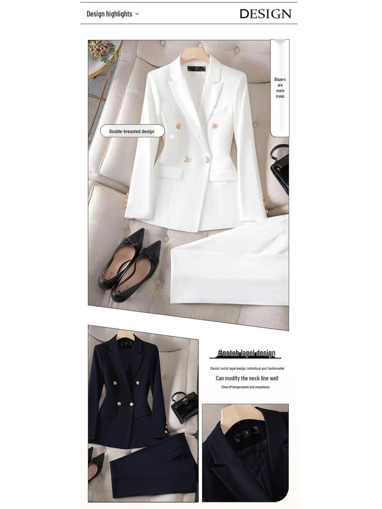 Women's Professional Suit Set: Elegant Spring/Autumn Attire for College Interviews & Hotel Manager Uniform.