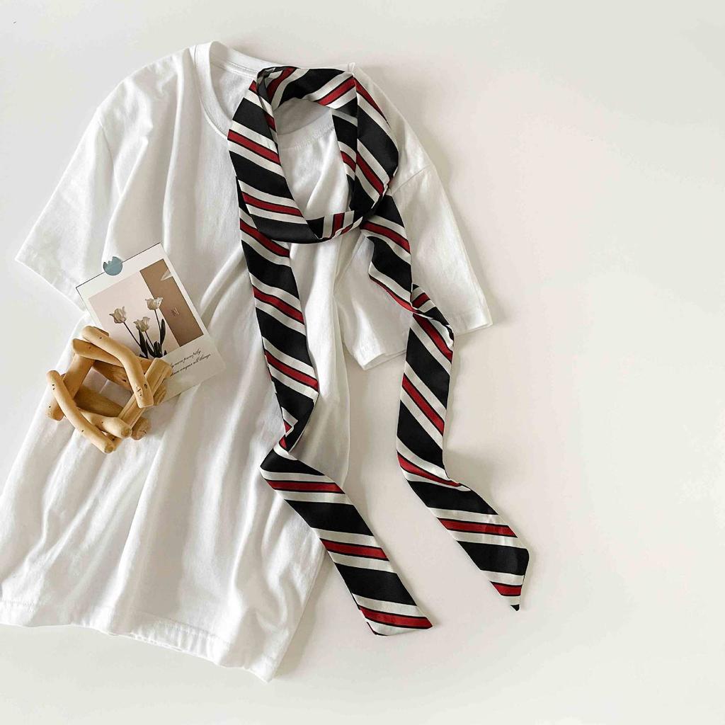 Verlängerter Polka Dot Kleiner Langer Schal, Einfacher Und Vielseitiger Seidenschal Hals, Kleiner Quadratischer Schal, Schlanker Und Schmaler Seidenschal Damen Gebundene Tasche